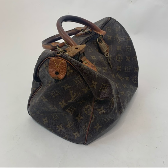 Louis Vuitton Speedy Monogram Canvas Tan & Brown Handbag Purse - Picture 3 of 12